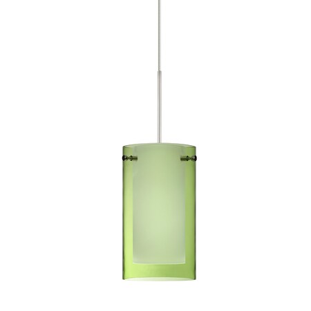 Besa Lighting Pahu 4 Cord Pendant, Trans. Olive/Opal, Satin Nickel Finish, 1x5W LED 1XT-L44007-LED-SN